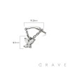 316L SURGICAL STEEL THREADLESS PUSH IN BUTTERFLY CHAIN DANGLE DANGLE CZ TOP PART
